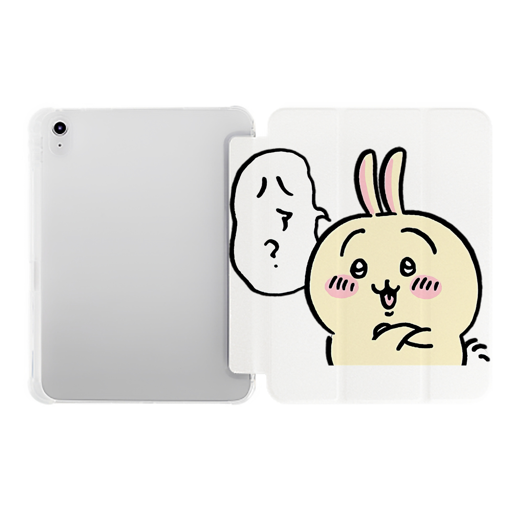 （画像用） ちいかわ うさぎ Chii-kawa usagi IPad ケース ペン収納付き 三つ折りスタンド PUレザー×シリコン 対応機種9.5/10.5/10.9インチ